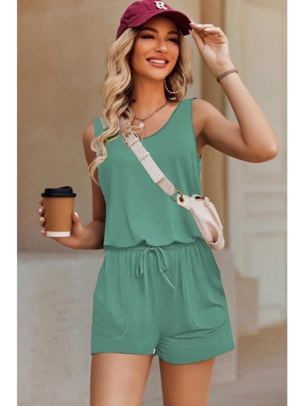 Women's Black Stripe Summer Sleeveless Scoop Neck Tank Top Casual Short Romper - Picture 4 of 6
